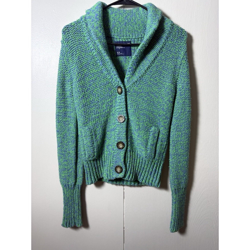 American Eagle Shawl Collar Chunky Knit Cardigan Sweater M Preppy Grandpa Core